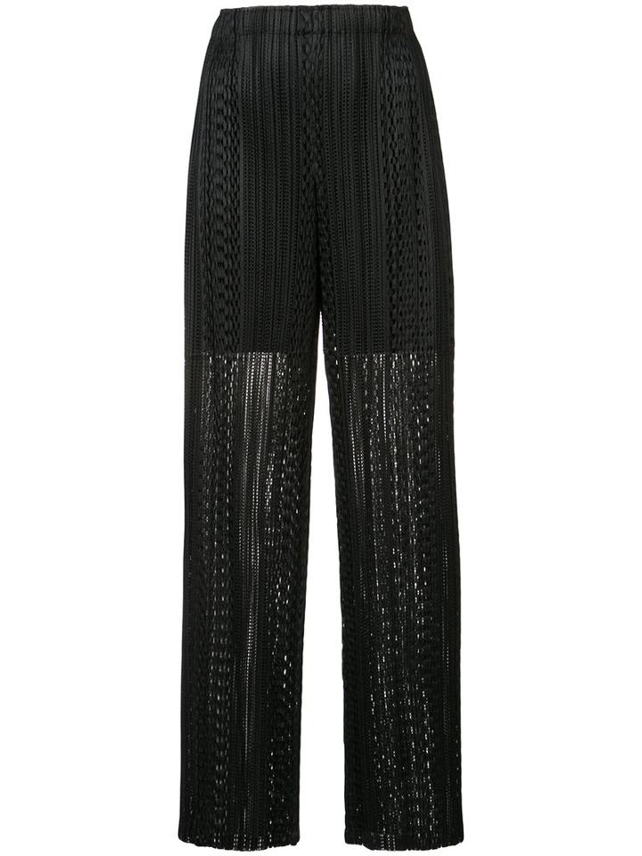 Pleats Please By Issey Miyake - Lace Cut Trousers - Women - Polyester - 4, Black, Polyester