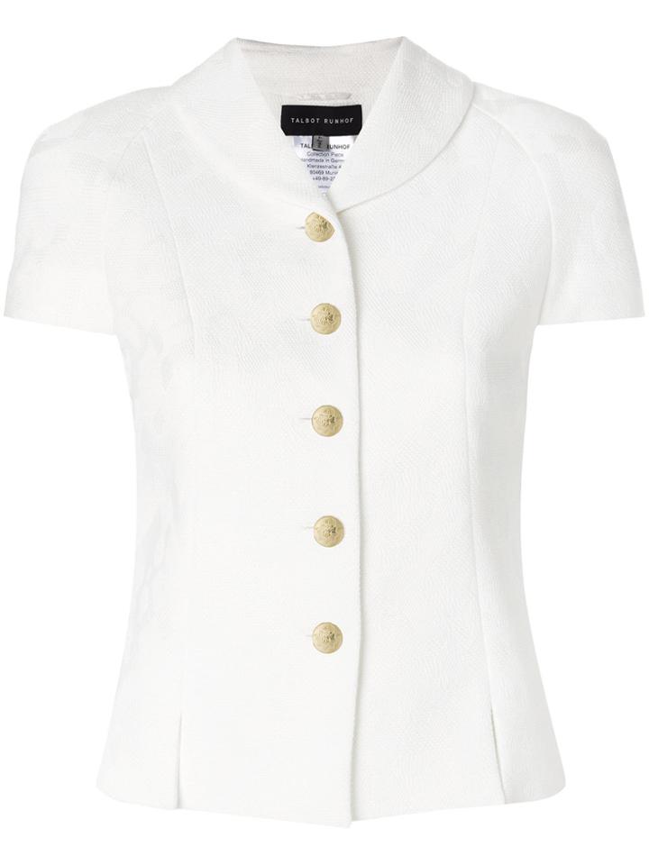 Talbot Runhof Fitted Short-sleeved Jacket - White