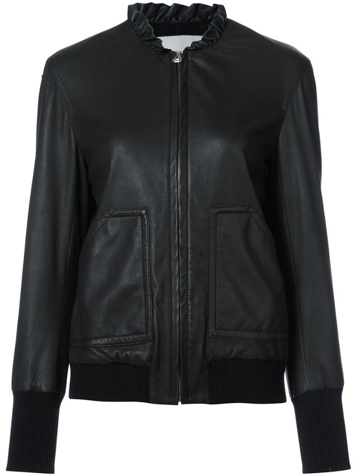 Derek Lam 10 Crosby Ruffle Collar Bomber Jacket - Black