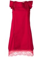 Twin-set Frill Sleeve Shift Dress - Red