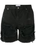 Gaelle Bonheur - Distressed Denim Shorts - Women - Cotton - 25, Black, Cotton