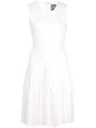 Lela Rose Chevron Pleated Dress - White