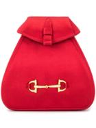 Gucci Vintage Horsebit Rhinestone Backpack Bag - Red