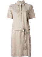 Kenzo Belted Shirt Dress, Women's, Size: 40, Nude/neutrals, Cupro/viscose/linen/flax/polyester