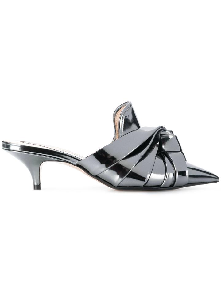 No21 Metallic Knot-detail Mules - Grey
