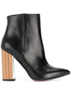 Albano Pointed Contrast Heel Boots - Black