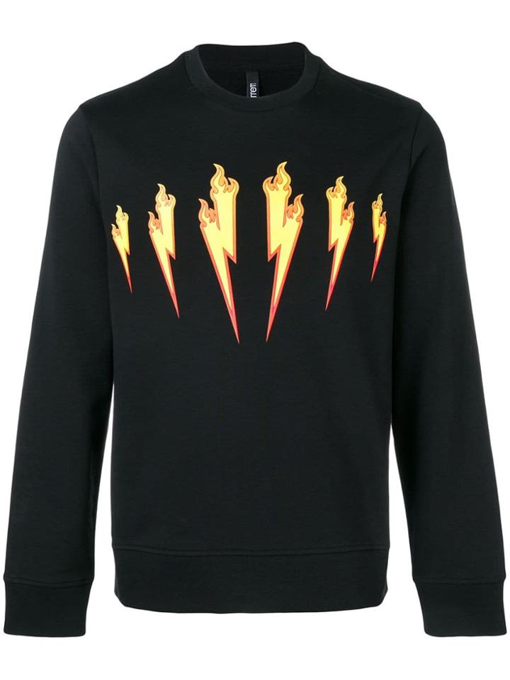 Neil Barrett Thunder Flames Sweatshirt - Black