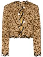 Rejina Pyo Leopard Print Shell Charm Collarless Jacket - Brown