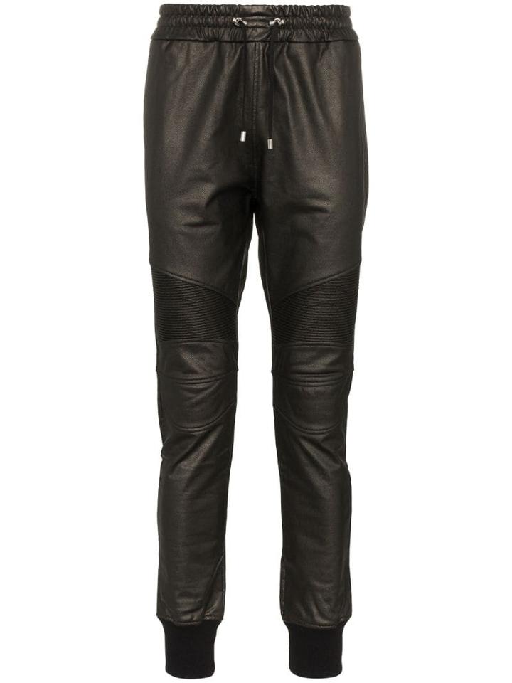 Balmain Leather Effect Sweatpants - Black