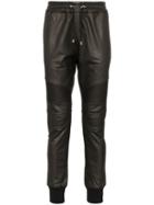 Balmain Leather Effect Sweatpants - Black