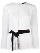 Etro Gathered Belt Blouse, Women's, Size: 40, White, Silk/polyester