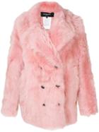 Rochas - Double-breasted Coat - Women - Cotton/lamb Fur - 40, Pink/purple, Cotton/lamb Fur