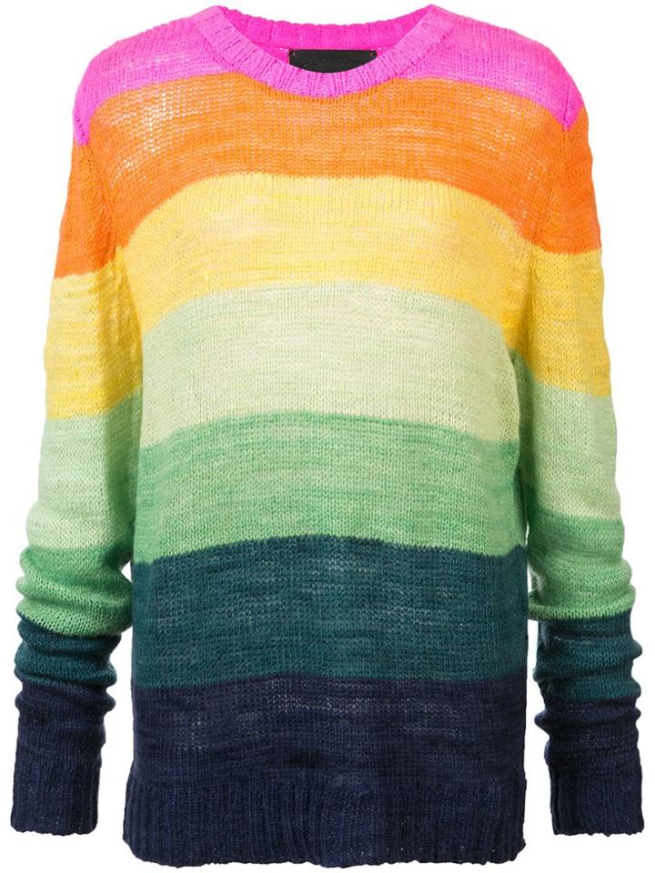 The Elder Statesman Cashmere Flaco Inch Stripe Jumper - Green