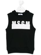 Msgm Kids - Sleeveless Logo Hoodie - Kids - Cotton - 6 Yrs, Boy's, Black