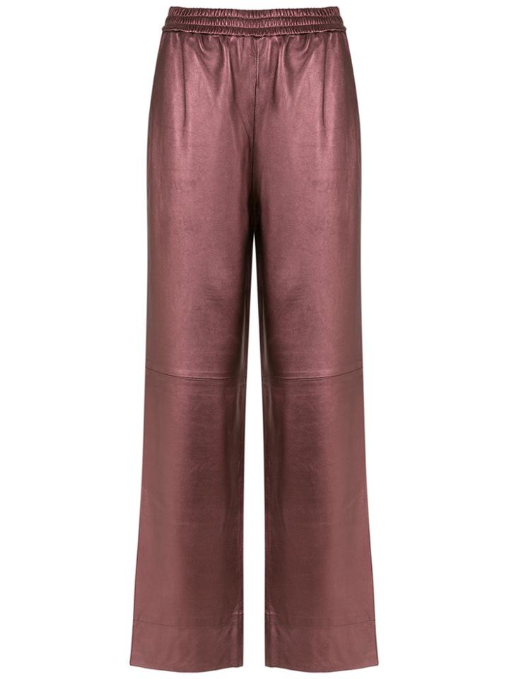 Nk Leather Palazzo Pants - Pink & Purple