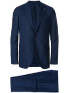 Lardini Check Slim Fit Suit - Blue
