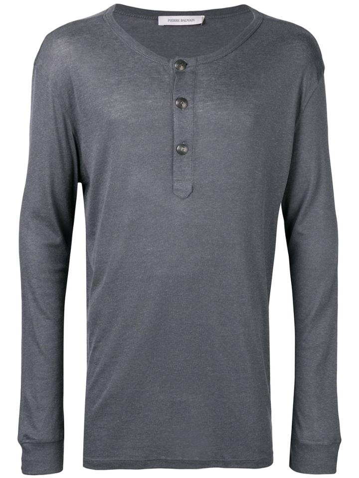 Pierre Balmain Button-up Jumper - Grey