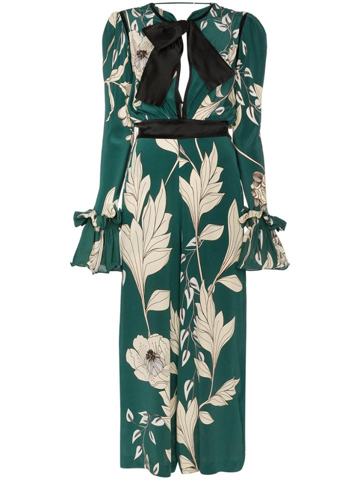 Johanna Ortiz Silk Floral Jumpsuit - Green