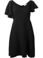 Saint Laurent Flared Slit Detail Dress, Women's, Size: 42, Black, Acetate/viscose