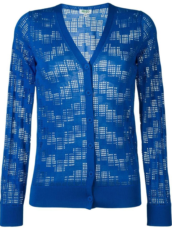 Kenzo Openwork Cardigan, Women's, Size: L, Blue, Viscose/polyamide