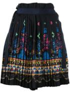 Sacai - Tribal Lace Wrap Front Shorts - Women - Polyester/cupro - 1, Blue, Polyester/cupro