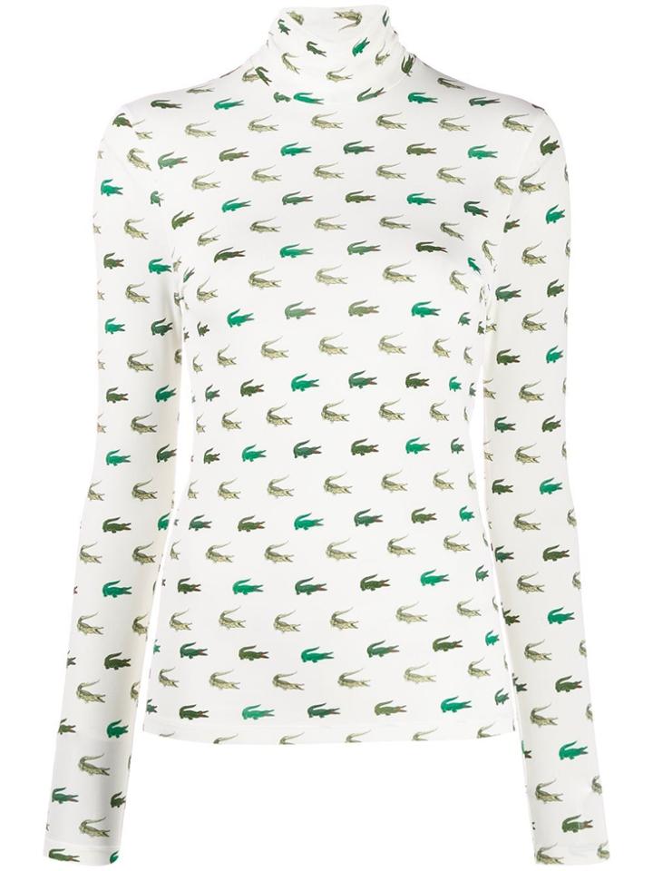 Lacoste Logo Turtle-neck Top - White