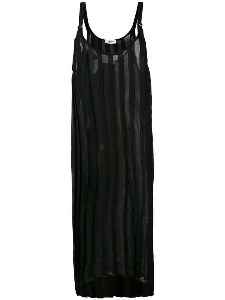 Aviù - Pleated Midi Dress - Women - Polyester/viscose - 40, Black, Polyester/viscose