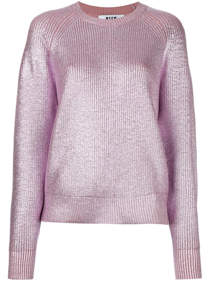 Msgm Metallic Jumper, Women's, Size: Medium, Pink/purple, Virgin Wool
