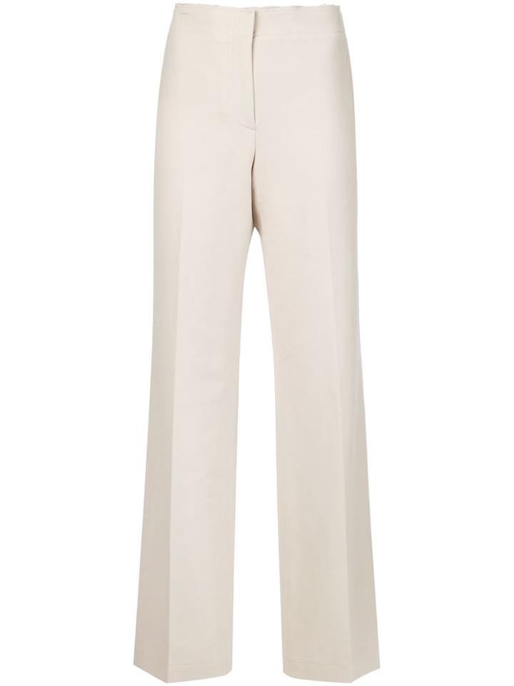 Helmut Lang Wide Leg Trousers, Women's, Size: 8, White, Cotton/viscose/spandex/elastane