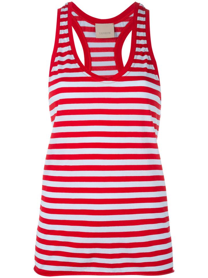 Laneus Striped Scoop Neck Vest Top, Women's, Size: Xs, Red, Cotton/nylon
