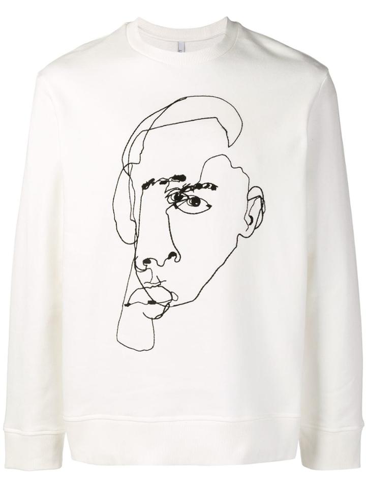 Neil Barrett Embroidered Portrait Sweatshirt - White