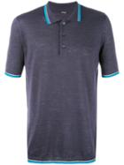 Kiton - Contrast Stripe Polo Shirt - Men - Silk/linen/flax - L, Blue, Silk/linen/flax
