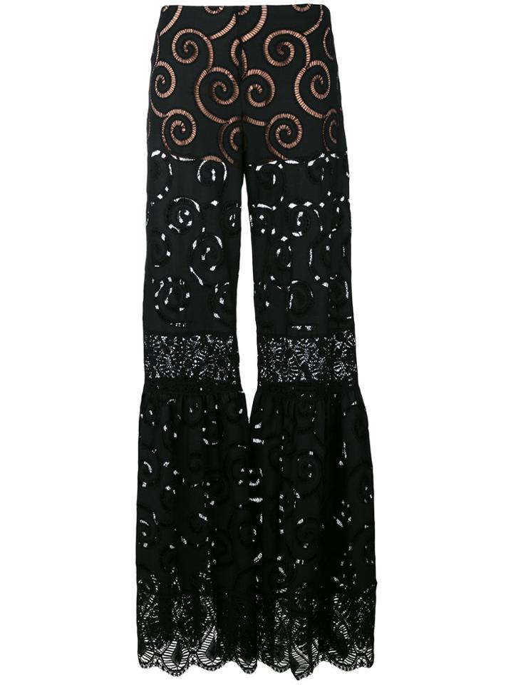 Alberta Ferretti Sheer Flared Trousers - Black