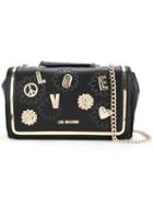 Foldover Shoulder Bag - Women - Polyurethane - One Size, Black, Polyurethane, Love Moschino