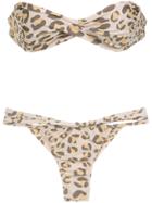 Amir Slama Leopard Print Bikini Set - Nude & Neutrals