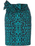 Lanvin Leopard Print Skirt, Women's, Size: 40, Blue, Cotton/polyamide/spandex/elastane