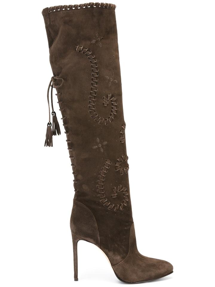 Le Silla Lace-up Stiletto Boots - Brown