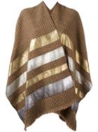 Ermanno Gallamini Metallic Striped Poncho, Women's, Nude/neutrals, Wool