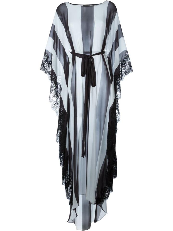 Rosamosario Lace Application Striped Kaftan, Women's, Size: 46, Black, Polyamide