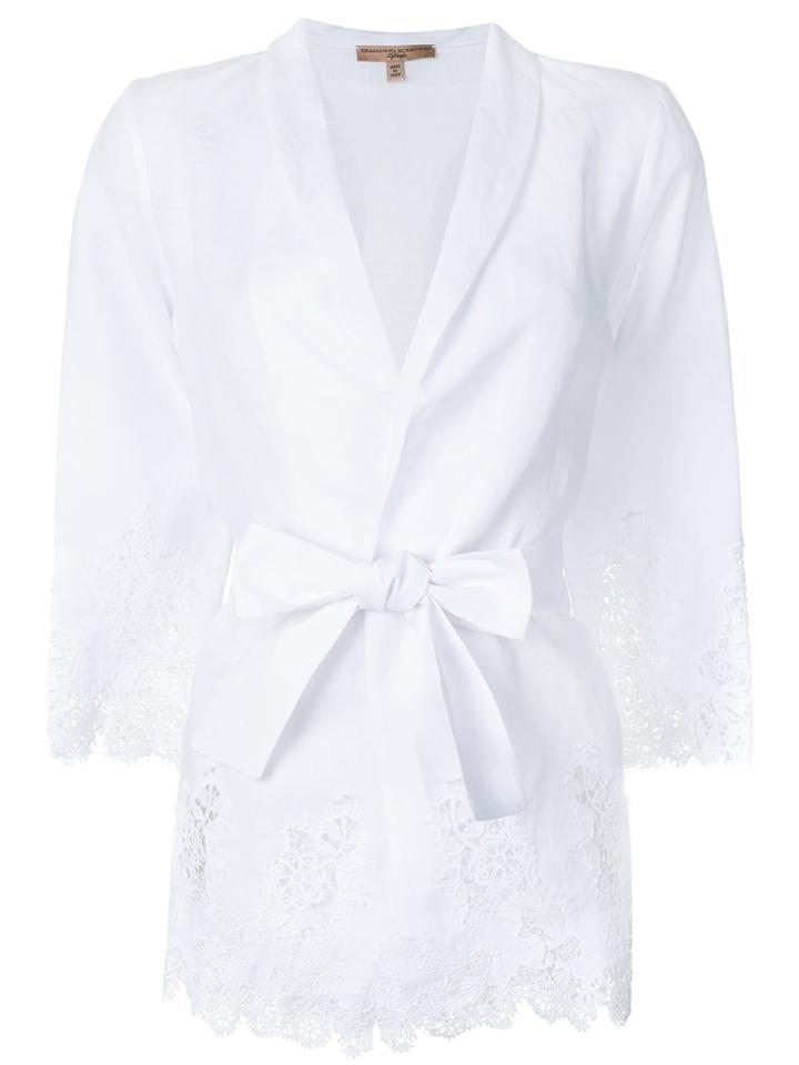 Ermanno Scervino Eyelet Trim Wrap Blouse - White