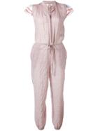 Lemlem Ruffled Striped Jumpsuit, Women's, Size: Large, Pink/purple, Cotton/ramie/polyurethane