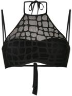 Parah Caged Mesh Bikini Top - Black