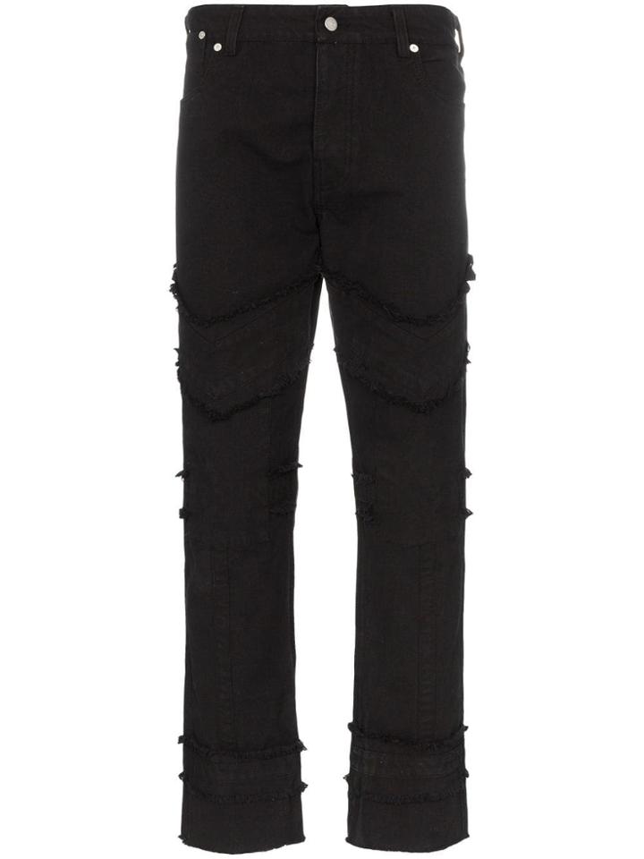 Vyner Articles Fringed Trims Slim-fit Jeans - Black