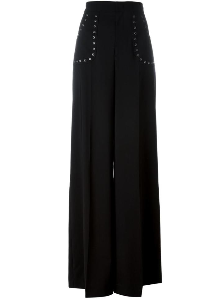 Red Valentino Wide Leg Trousers, Women's, Size: 44, Black, Polyester/spandex/elastane/acetate/virgin Wool