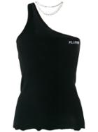 Filles A Papa Asymmetric Ribbed Tank Top - Black