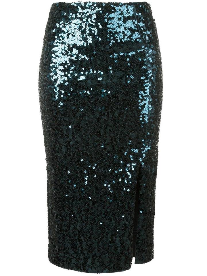 By Malene Birger Sequin Pencil Skirt, Women's, Size: Medium, Blue, Cotton/spandex/elastane/viscose/polyester