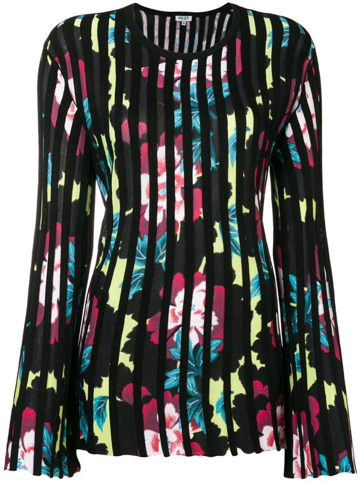 Kenzo Pleated Floral Sweater - Black