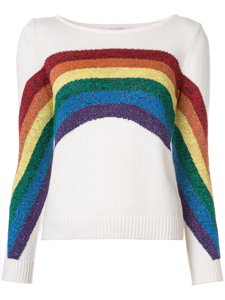 Marc Jacobs - Rainbow Knitted Top - Women - Cotton/polyester/metallic Fibre - L, White, Cotton/polyester/metallic Fibre