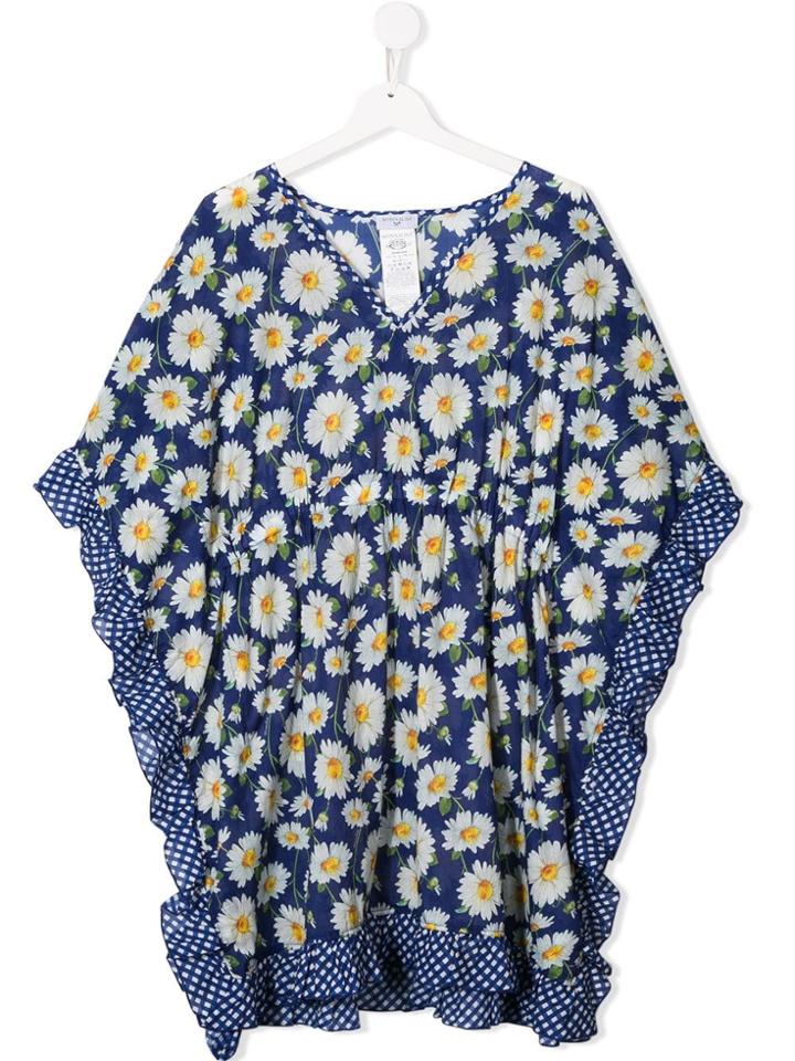 Monnalisa Teen Floral Print Kaftan - Blue