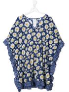 Monnalisa Teen Floral Print Kaftan - Blue